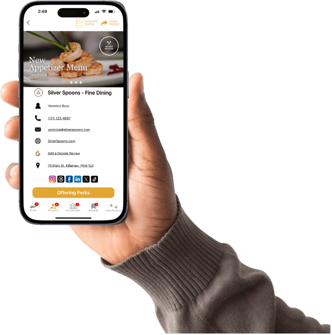 Chamber Perks App on mobile phone